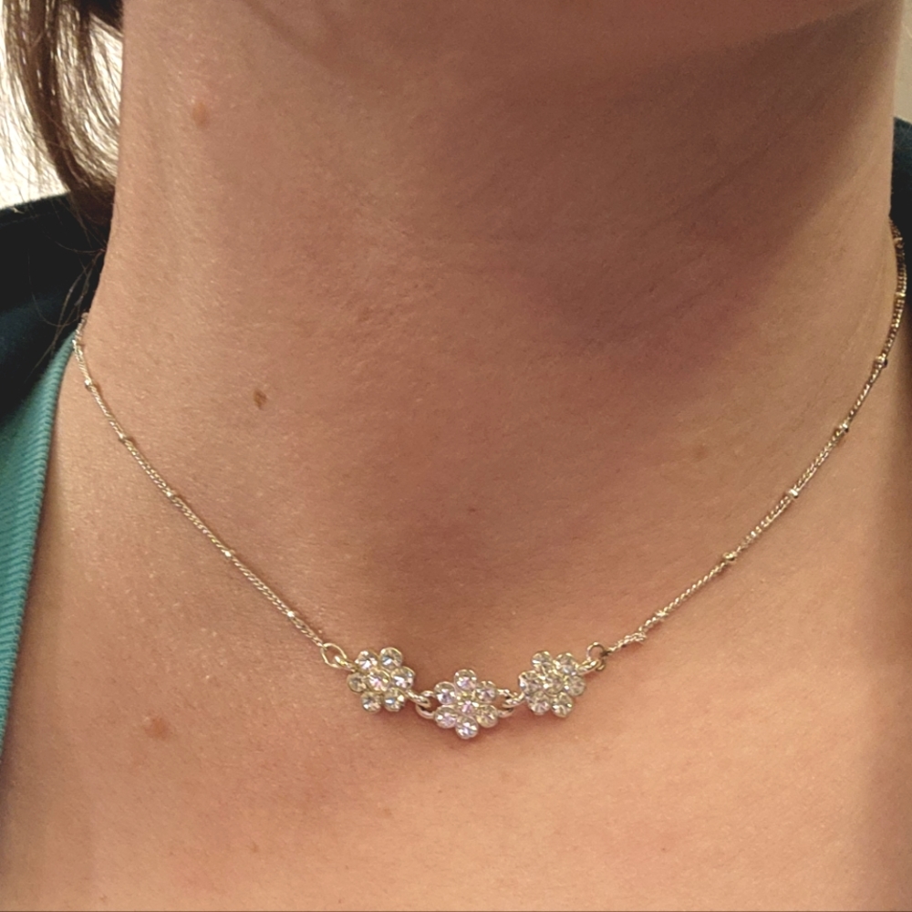 NW silver and crystal prom necklace with two sets of matching earrings ✨️